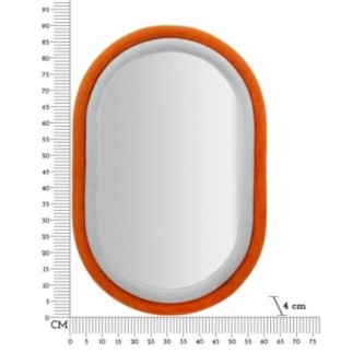 Espelho oval com moldura laranja 60x4x90 cm