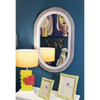 Specchio ovale con cornice grigia 60x4x90 cm