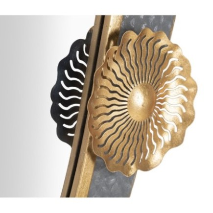Espejo artístico de metal gris y dorado 55,9x5,7x90,8 cm