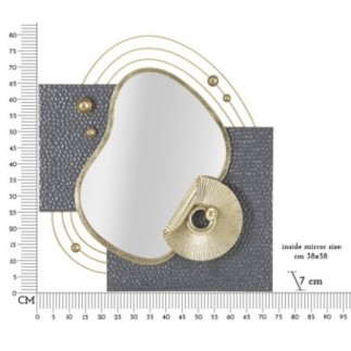 Miroir d’art en métal doré 72.4x7x80 cm