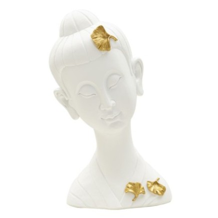 Cabeza de Buda de resina blanca 21,5x16x35 cm