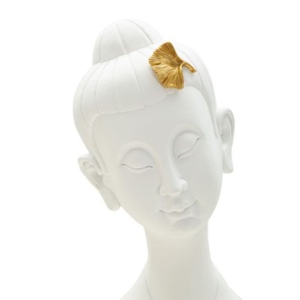 Cabeza de Buda de resina blanca 21,5x16x35 cm