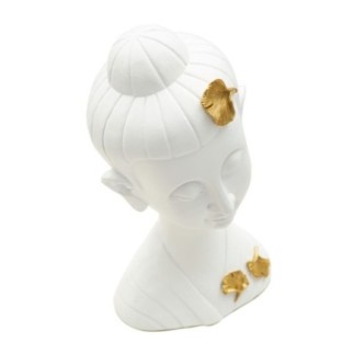 Cabeza de Buda de resina blanca 21,5x16x35 cm