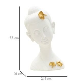 Cabeza de Buda de resina blanca 21,5x16x35 cm