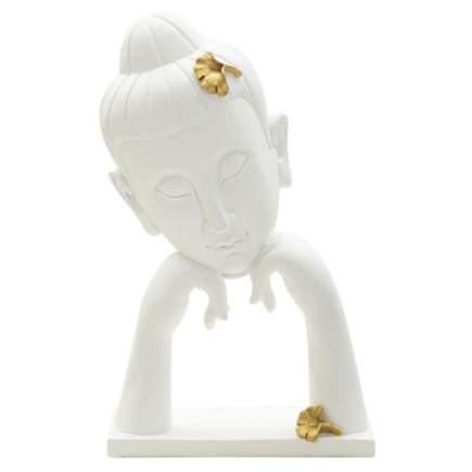 Testa di Buddha in resina bianca 21,5x13x36 cm