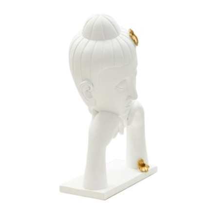 Testa di Buddha in resina bianca 21,5x13x36 cm
