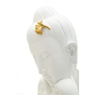 Cabeça de Buda em resina branca, 21,5 x 13 x 36 cm