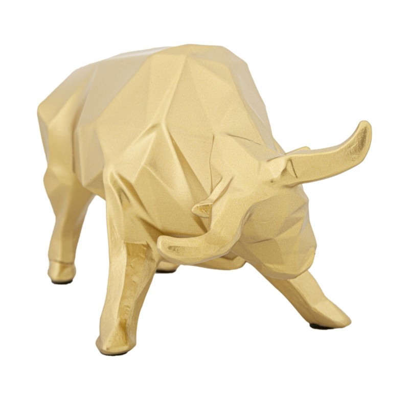 Statua di toro in resina dorata 19,5x9,9x10,6 cm