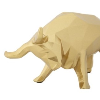 Statua di toro in resina dorata 19,5x9,9x10,6 cm