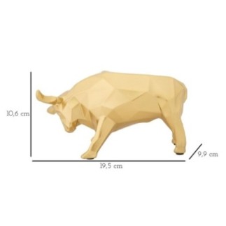 Estatueta de touro em resina dourada, 19,5 x 9,9 x 10,6 cm