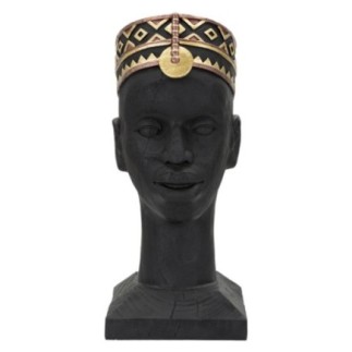 Estatuilla masai de resina negra 25x25x56 cm