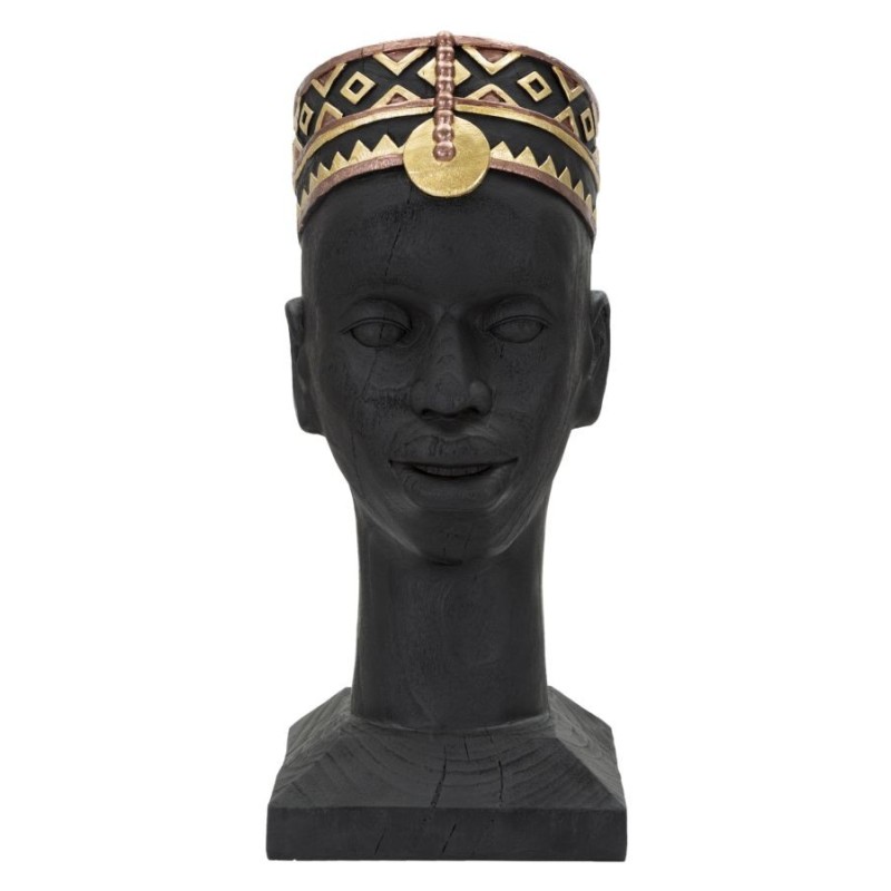 Statuette Masaï en résine noire 25x25x56 cm