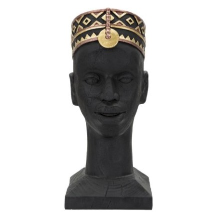 Estatuilla masai de resina negra 25x25x56 cm
