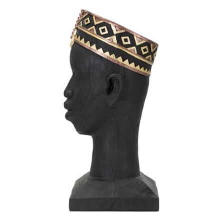 Estatuilla masai de resina negra 25x25x56 cm