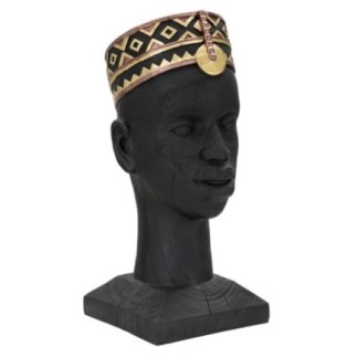 Statuetta Masai in resina nera 25x25x56 cm