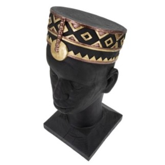 Statuetta Masai in resina nera 25x25x56 cm