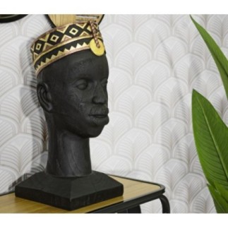 Statuetta Masai in resina nera 25x25x56 cm