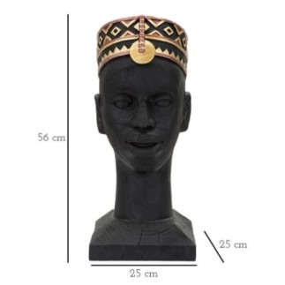 Estatueta Masai em resina preta, 25 x 25 x 56 cm