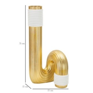 Vaso in resina dorata 15,3x13x30,5 cm