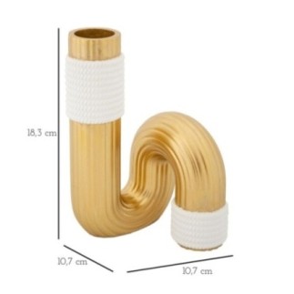 Vaso em resina dourada 10,7 x 10,7 x 18,3 cm