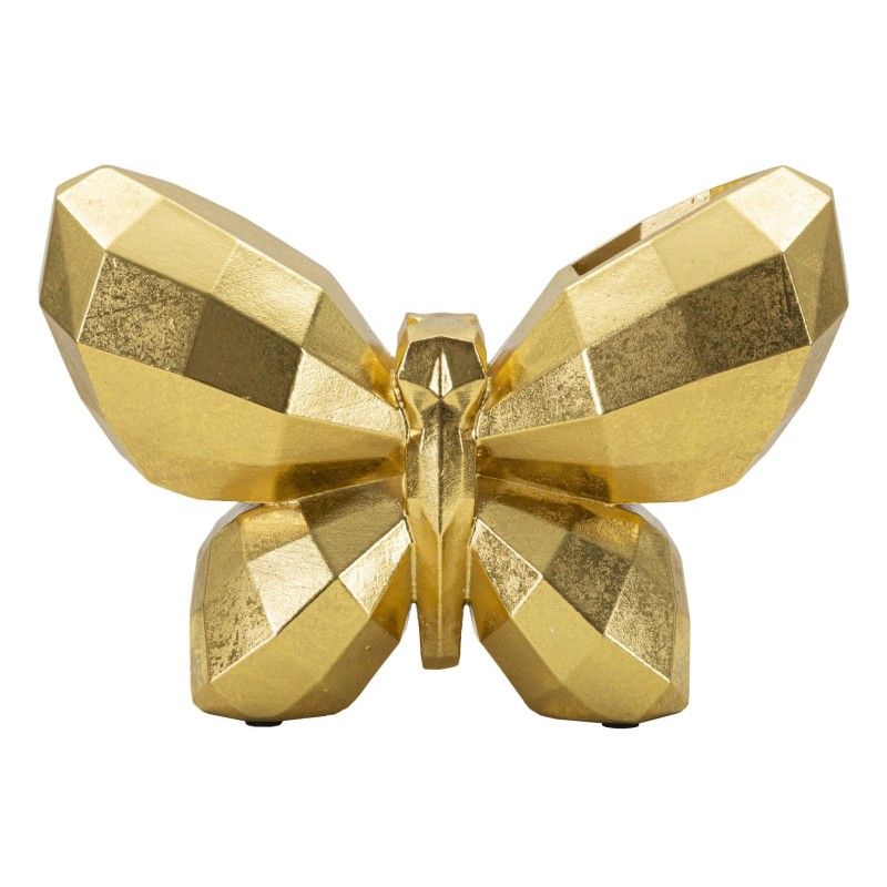 Jarrón mariposa de resina dorada 22,5x8x15 cm