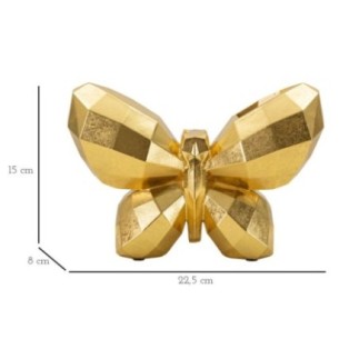 Jarrón mariposa de resina dorada 22,5x8x15 cm