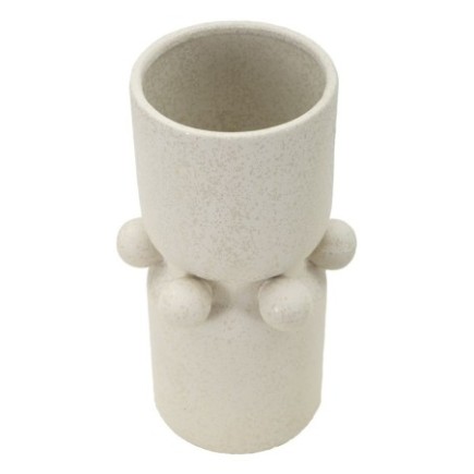 Vaso esférico em cerâmica branca, 16 x 28 cm