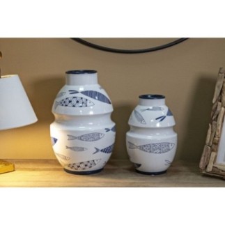 Vaso per pesci in ceramica bianca 21x31 cm