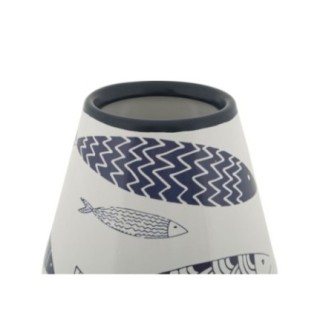 Vaso com motivo de peixe em cerâmica branca, 14 x 34 cm