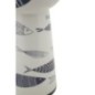 Jarrón de cerámica blanco con forma de pez 14x38,5 cm