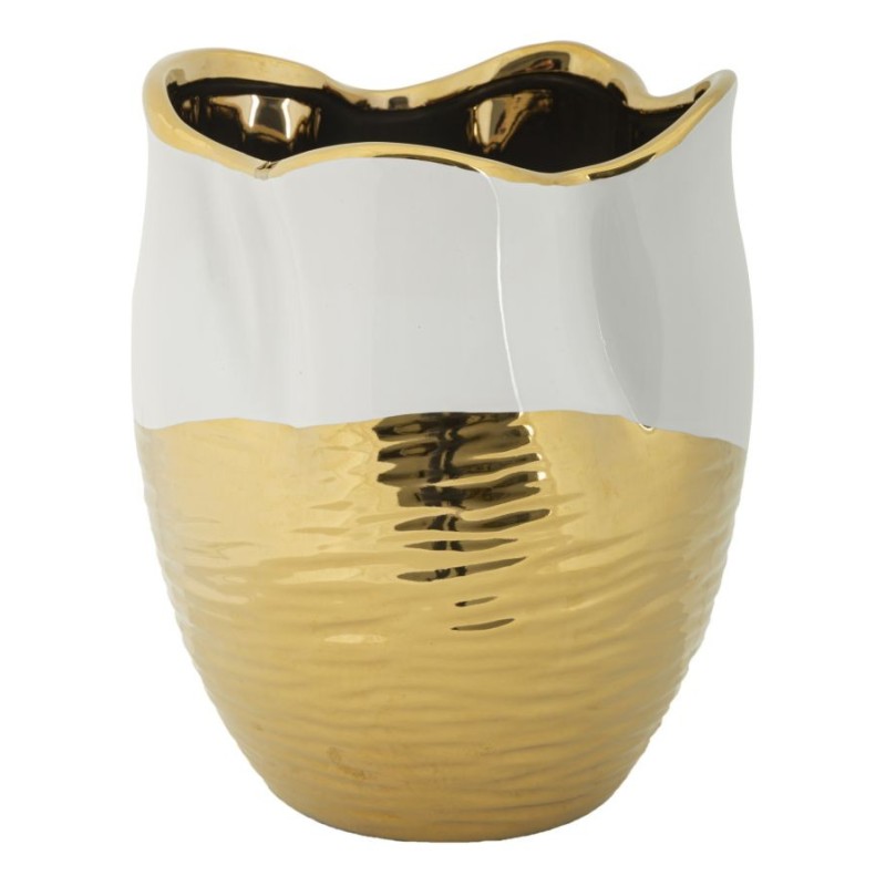 Vaso de cerâmica dourado e branco, 20 x 25 cm Vaso de cerâmica dourado e branco, 20 x 25 cm