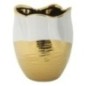 Vaso in ceramica bianca e oro 20x25 cm