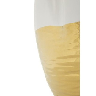 Vaso de cerâmica dourado e branco, 20 x 25 cm