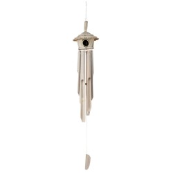 Nichoir avec carillon en bambou blanc L26*l26*H135cm