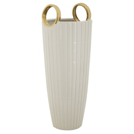 Vaso de cerâmica branca 18 x 45 cm