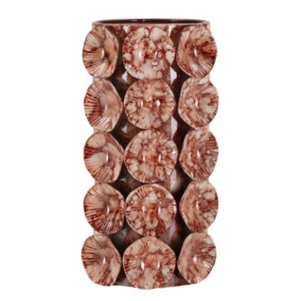 Vase coquillage en métal marron 12.5x12.5x24 cm