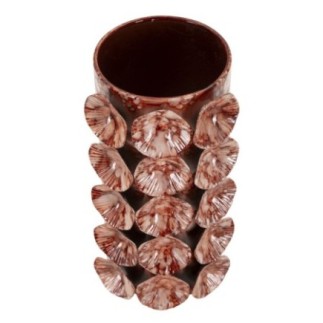 Vase coquillage en métal marron 12.5x12.5x24 cm