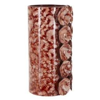 Vaso em forma de concha em metal castanho, 12,5 x 12,5 x 24 cm