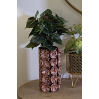 Vase coquillage en métal marron 12.5x12.5x24 cm