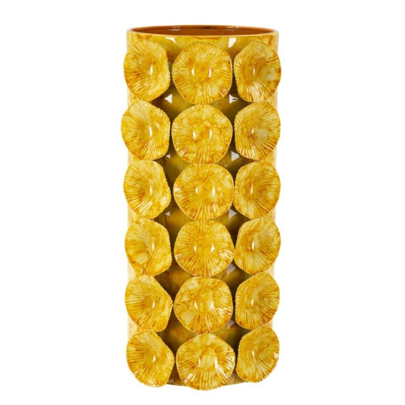 Vaso em forma de concha em metal amarelo 16x15x33 Vaso em forma de concha em metal amarelo 16x15x33