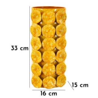 Vaso em forma de concha em metal amarelo 16x15x33