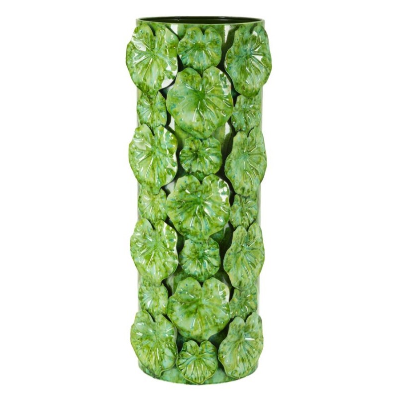 Vaso em forma de concha em metal verde 18x17,5x46 Vaso em forma de concha em metal verde 18x17,5x46