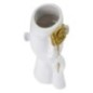 Vaso em forma de rosto em resina branca, 14 x 13 x 27 cm Vaso em forma de rosto em resina branca, 14 x 13 x 27 cm