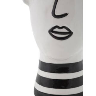 Vase visage en céramique blanche 13.2x11.8x26.3 cm