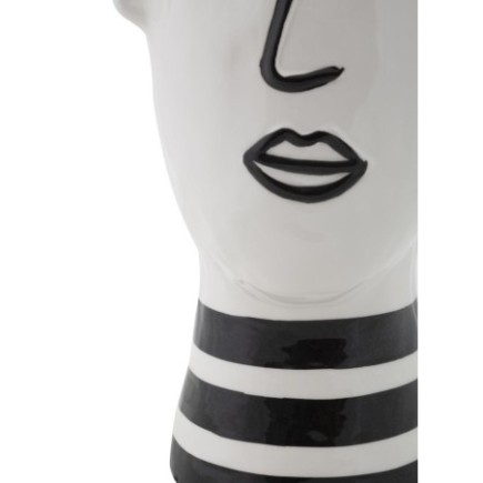 Vase visage en céramique blanche 13.2x11.8x26.3 cm