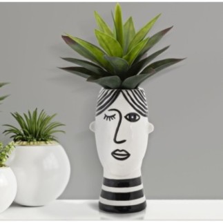 Vaso a faccia vista in ceramica bianca 13,2x11,8x26,3 cm