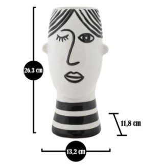 Vaso a faccia vista in ceramica bianca 13,2x11,8x26,3 cm
