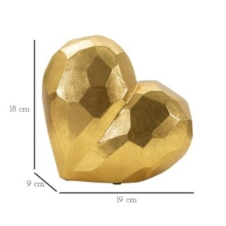 Vase coeur en résine doré 19x9x18 cm