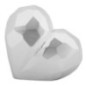 Vaso a cuore in resina argentata 19x9x18 cm