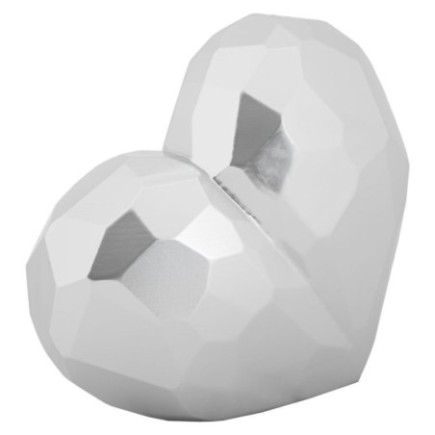 Vase coeur en résine argenté 19x9x18 cm